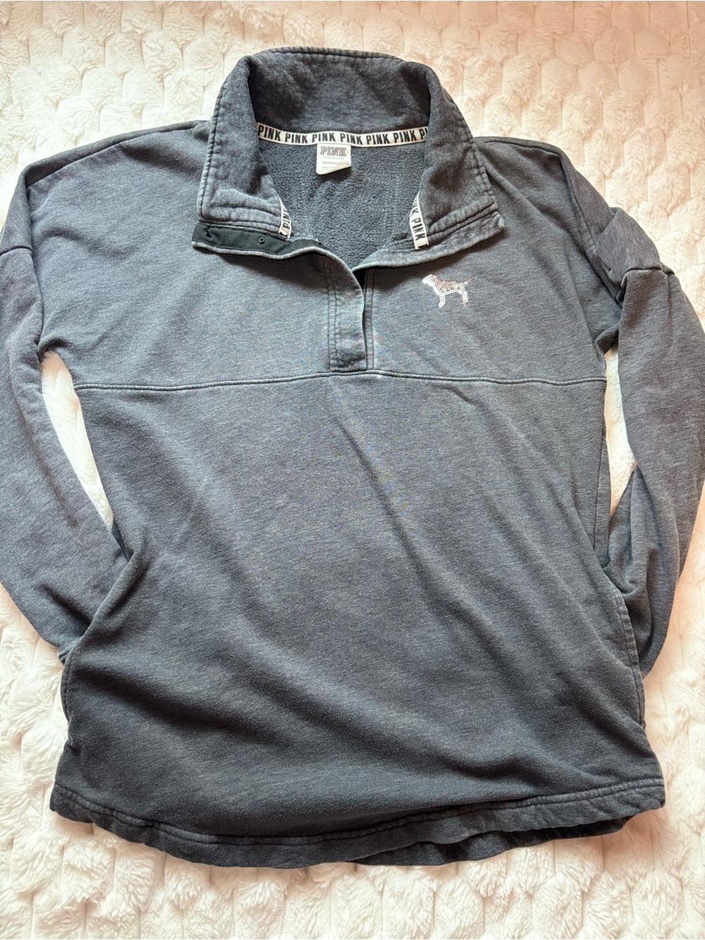 Victoria's Secret PINK Charcoal Gray Quarter-Snap Pullover